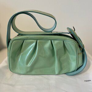 Fendi Turquoise Handbag – Glossy Finish, Original Outer Bag Included